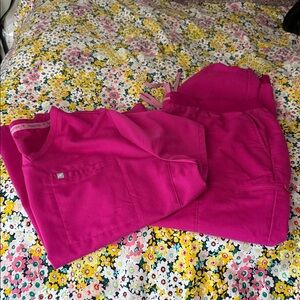 Fuchsia Scrub Set Drawstring Jogger Pants